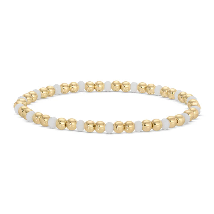 4mm Bead & Crystal  Stretch Bracelet