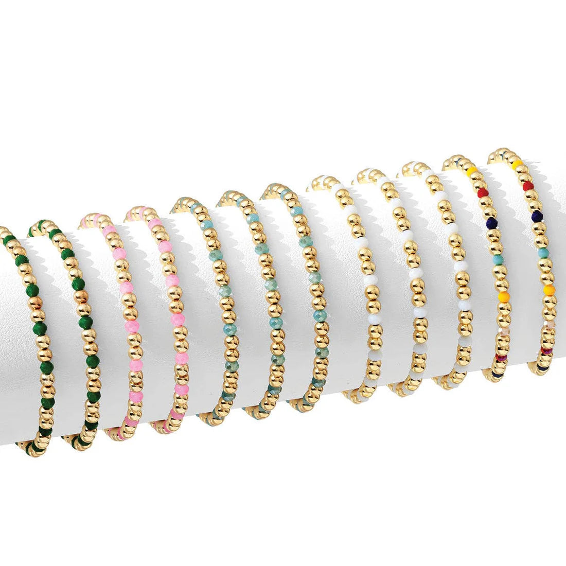4mm Bead & Crystal  Stretch Bracelet