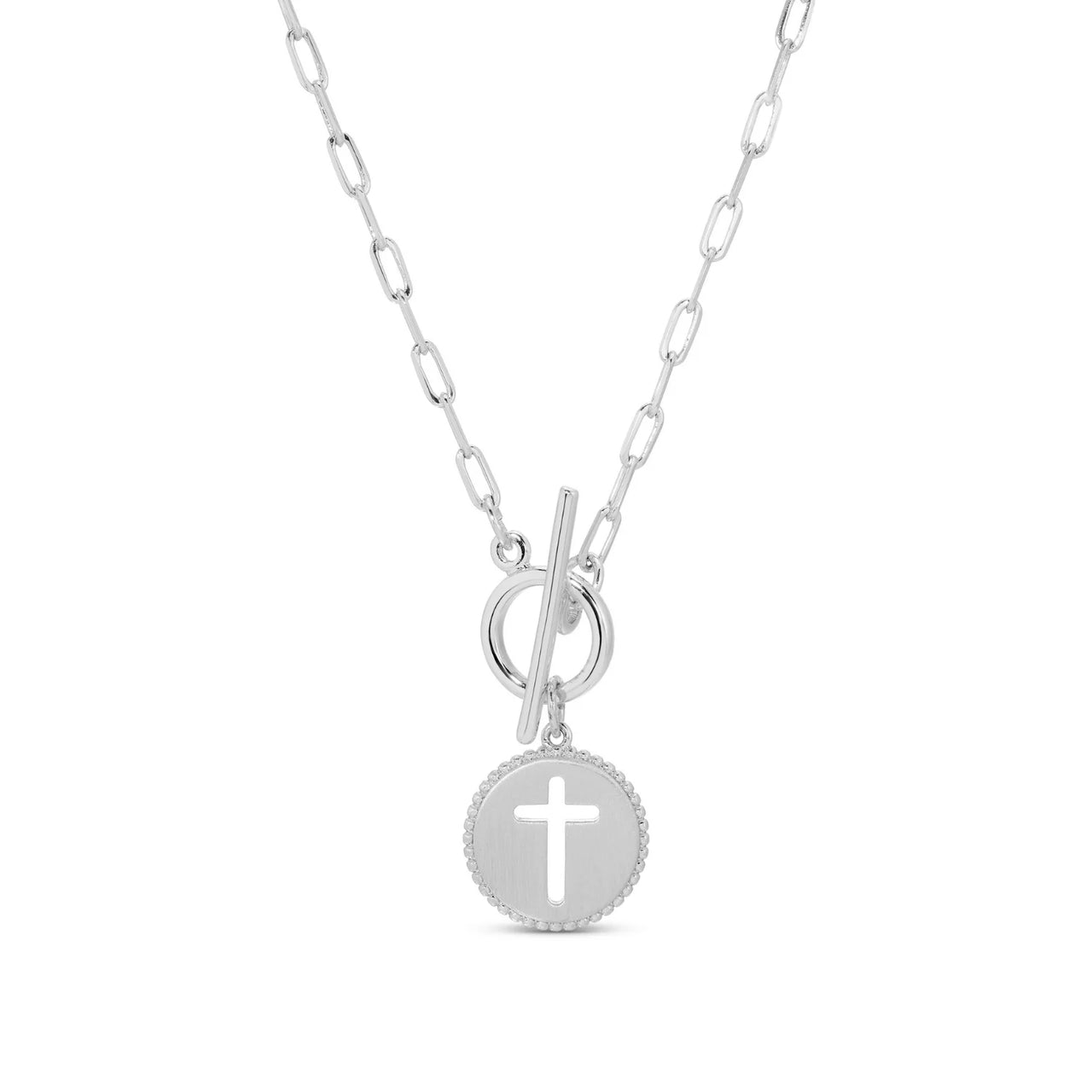Silver Cross Paperclip Necklace