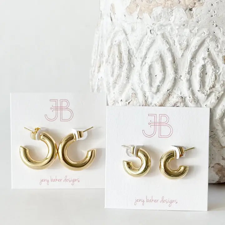Small Classic Thick Tube Hoops by Jeny Baker