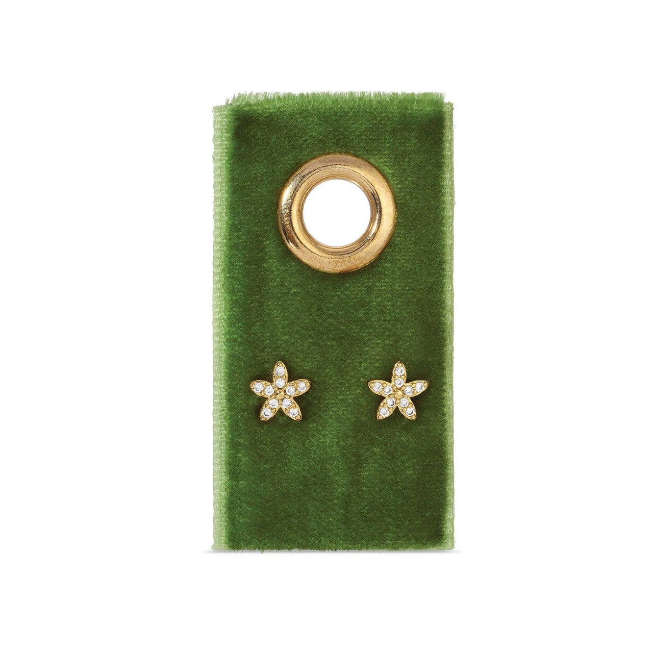 Pavé Flower Studs On Velvet Tag