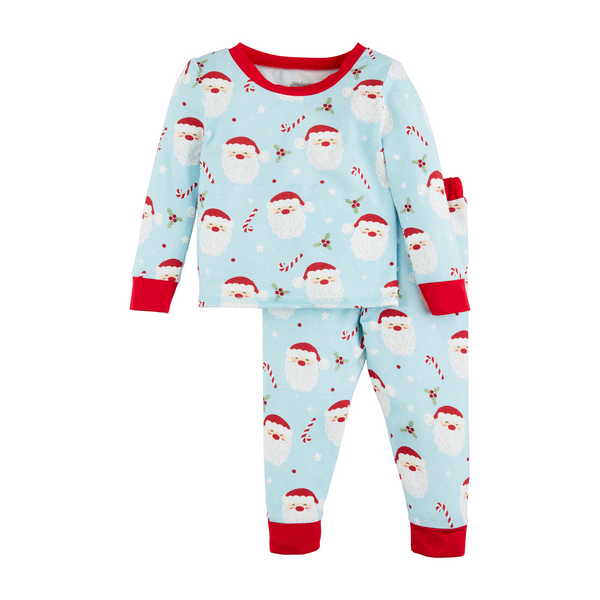 Blue Santa Glow Kid's Pajamas by Mud Pie