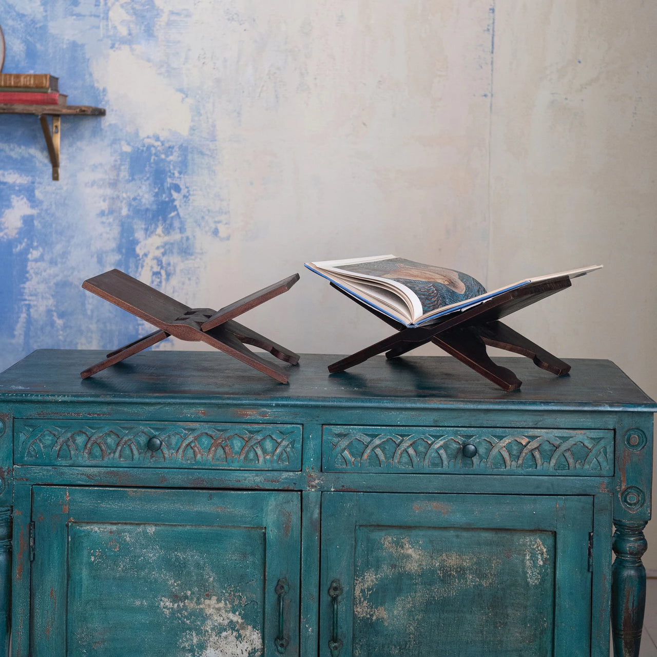 Reclaimed Wood Vintage Reproduction Oversized Folding Book Holder