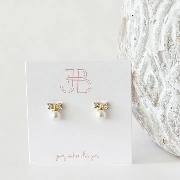 Bowtie Pearl Studs by Jeny Baker Designs