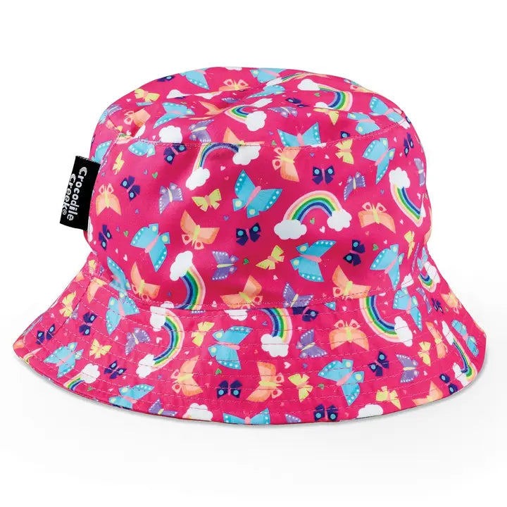 Kid's Bucket Hat in Butterfly Rainbow Print by Crocodile Creek