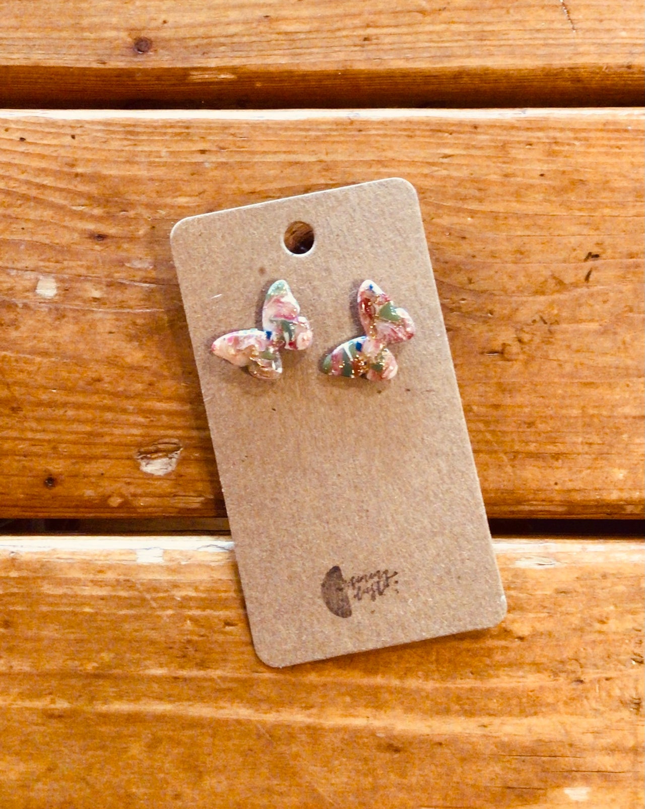 Stained Glass Butterfly Studs by Refining Dust