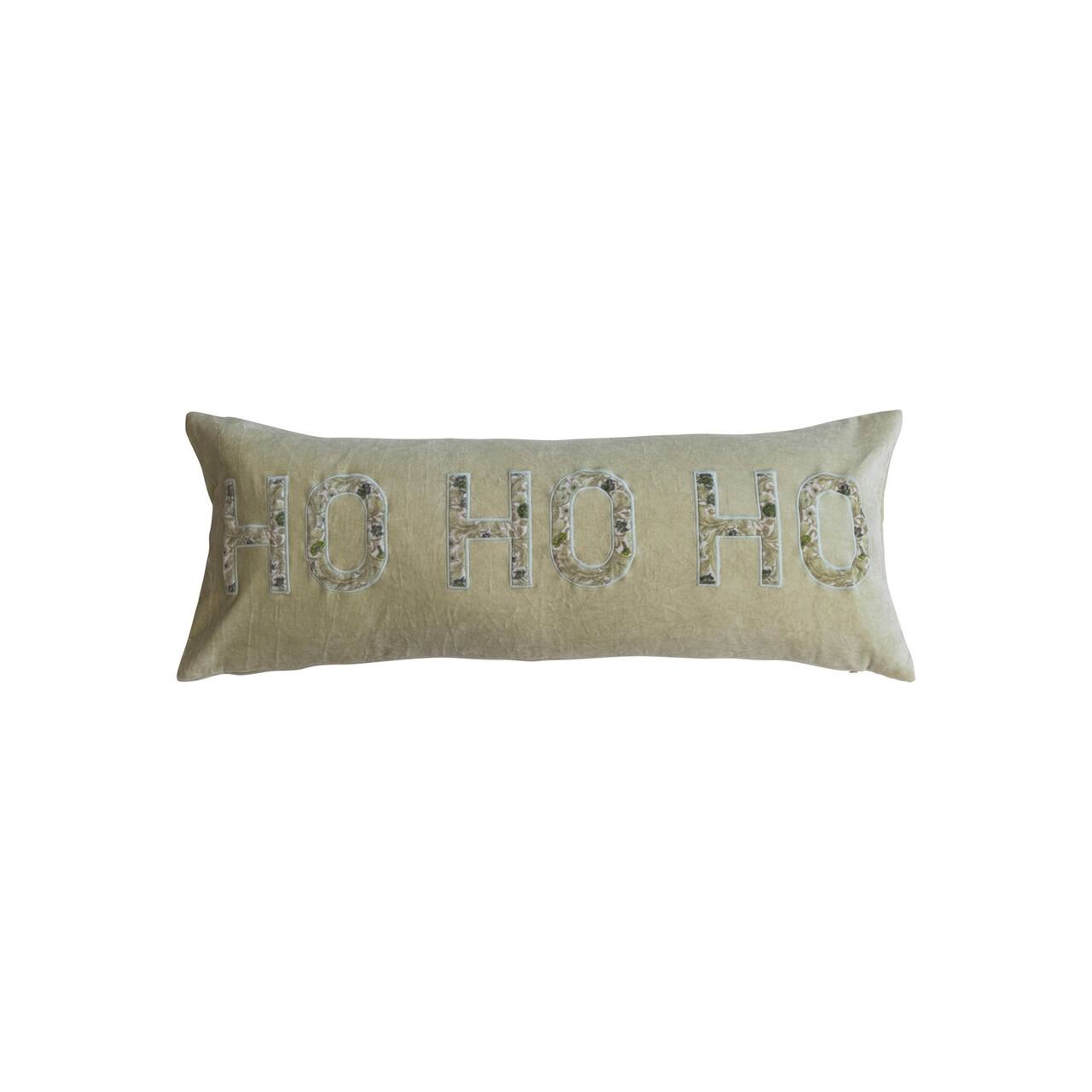 Pale Green Lumbar Pillow w/ Ho Ho Ho