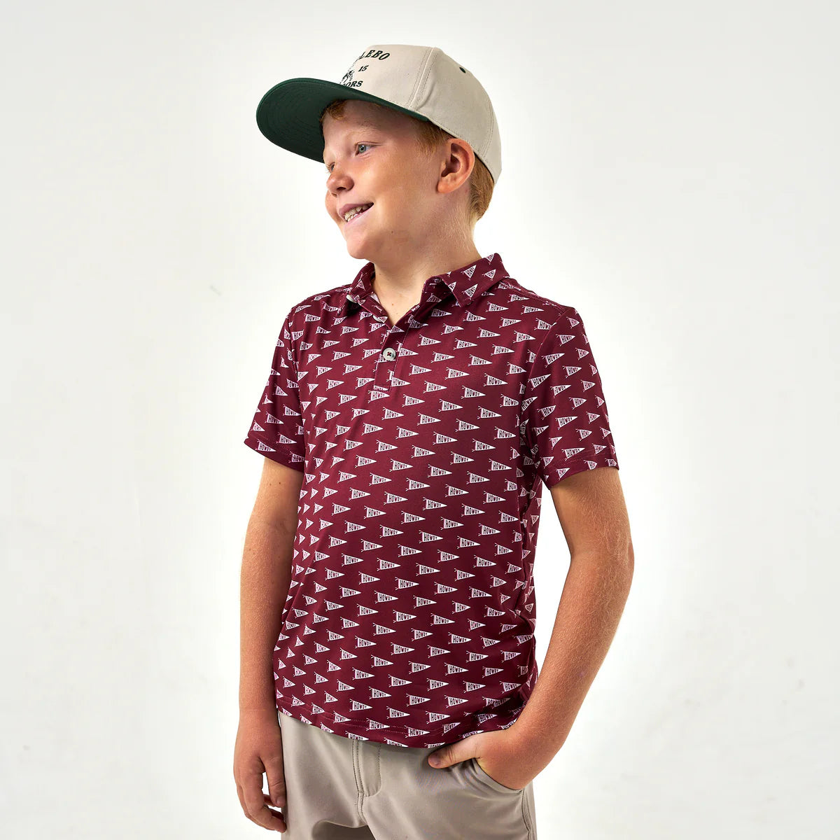 Burlebo Youth Polo - Maroon Howdy Pennants