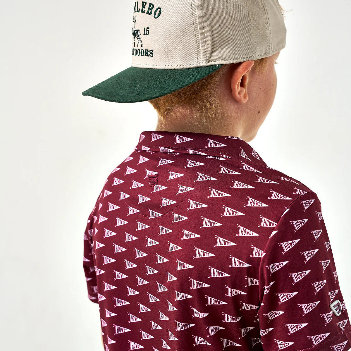 Burlebo Youth Polo - Maroon Howdy Pennants