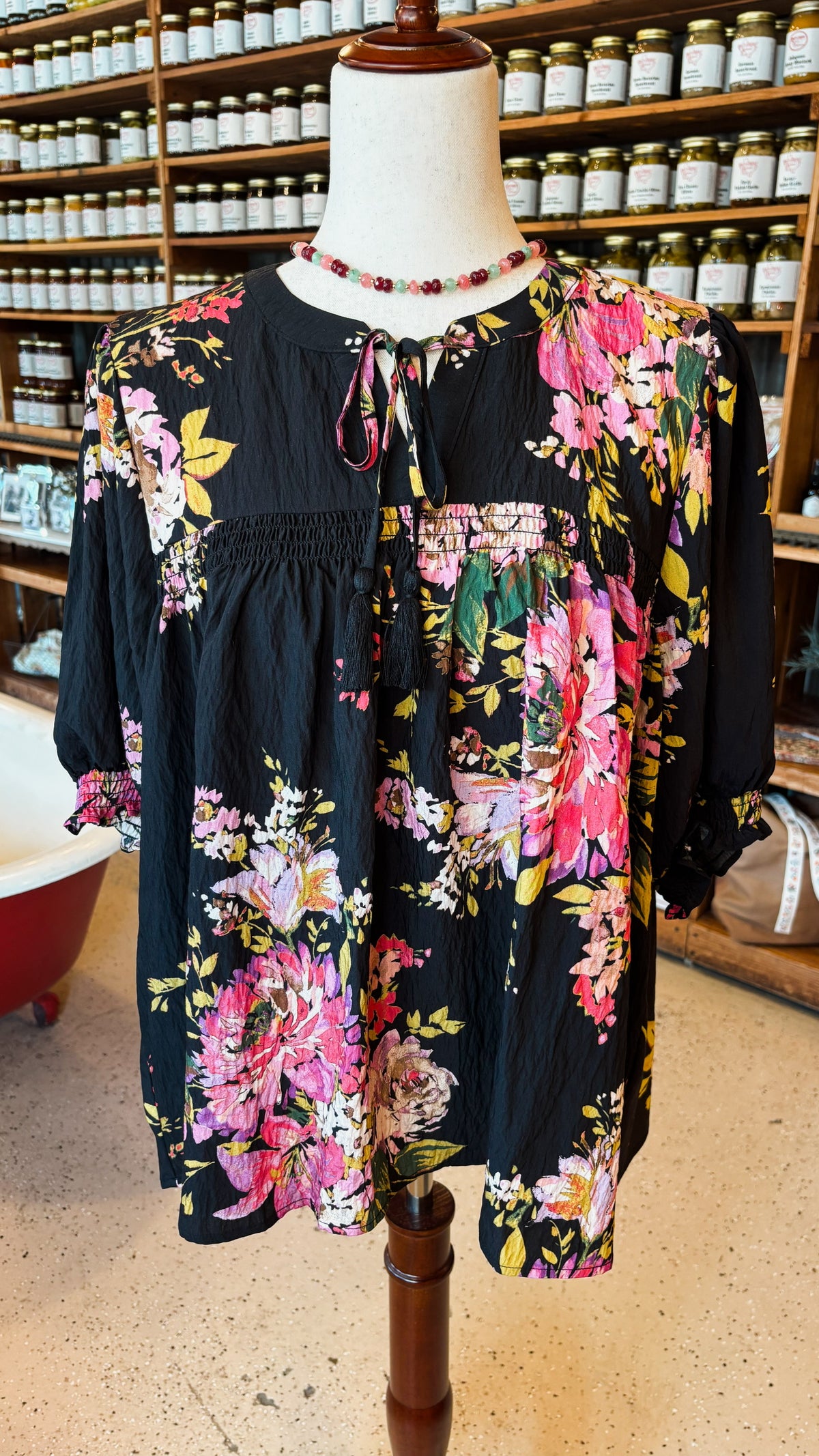 Black Floral Top by Oddi