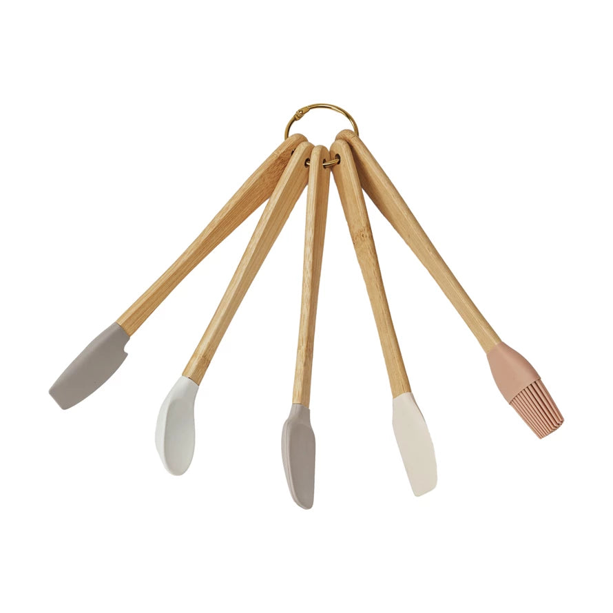 Silicone and Beech Wood Mini Kitchen Utensils