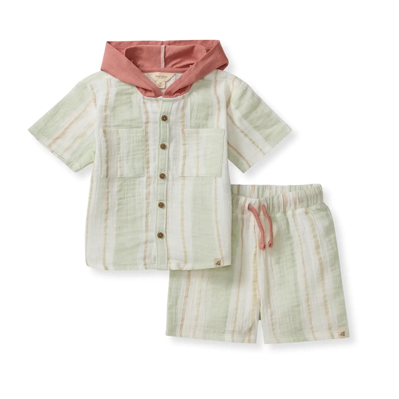 Pacific Stripe Hooded Shirt & Shorts Set by Burt's Bees Baby
