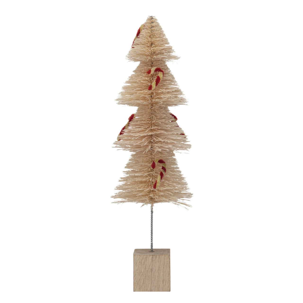 14.5" Sisal Bottle Brush Tree w/ Chenille Candy Canes