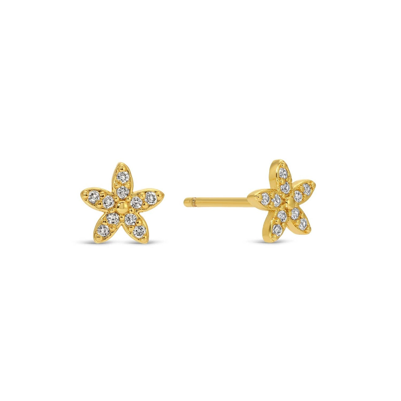 Pavé Flower Studs On Velvet Tag