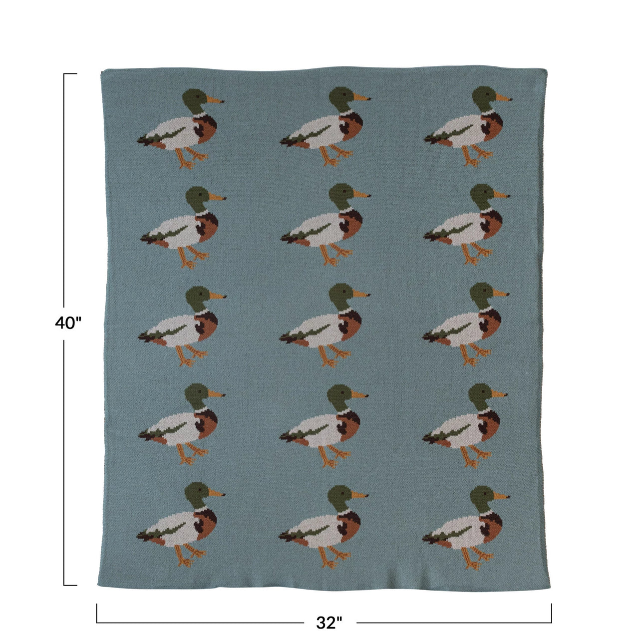 Cotton Knit Baby Blanket with Ducks