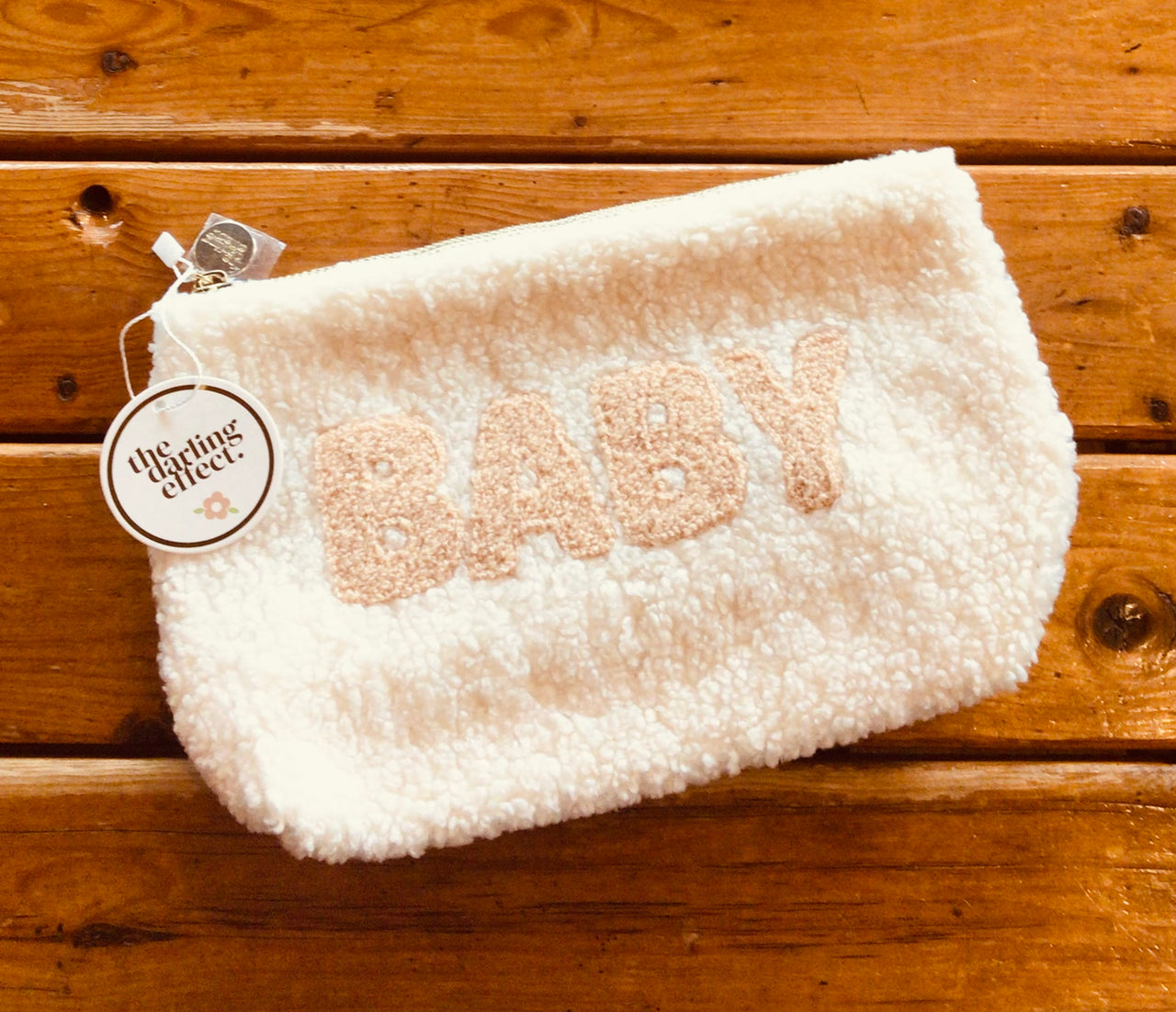 BABY Teddy Zipped Pouch in Cream by The Darling Effect