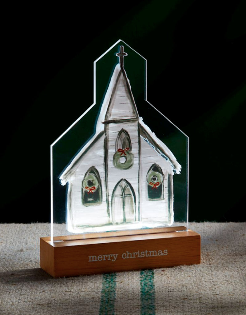 Church Light Up Plaque by Mud Pie