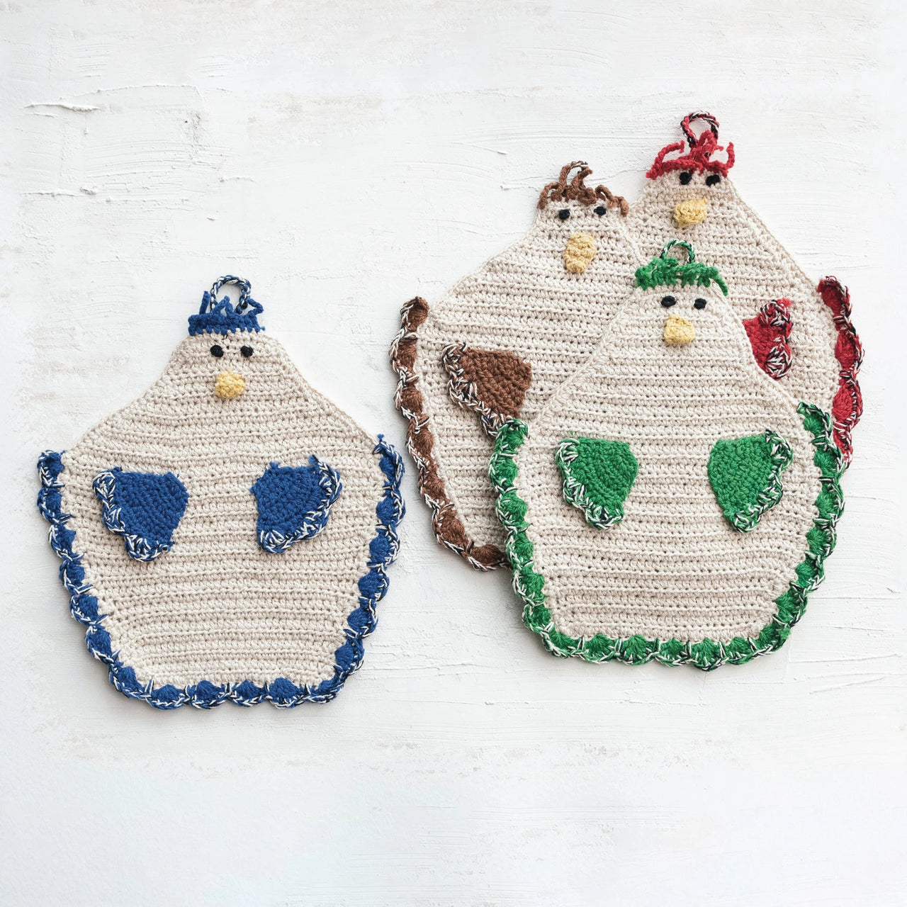 Cotton Crocheted Chicken Pot Holders