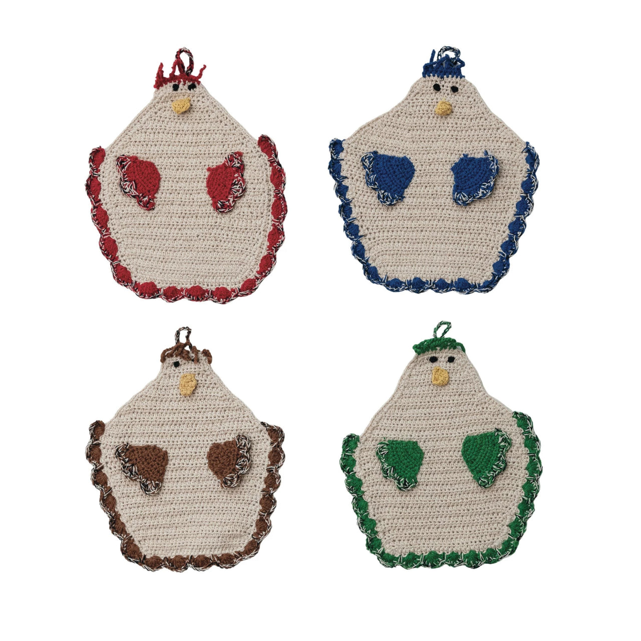 Cotton Crocheted Chicken Pot Holders