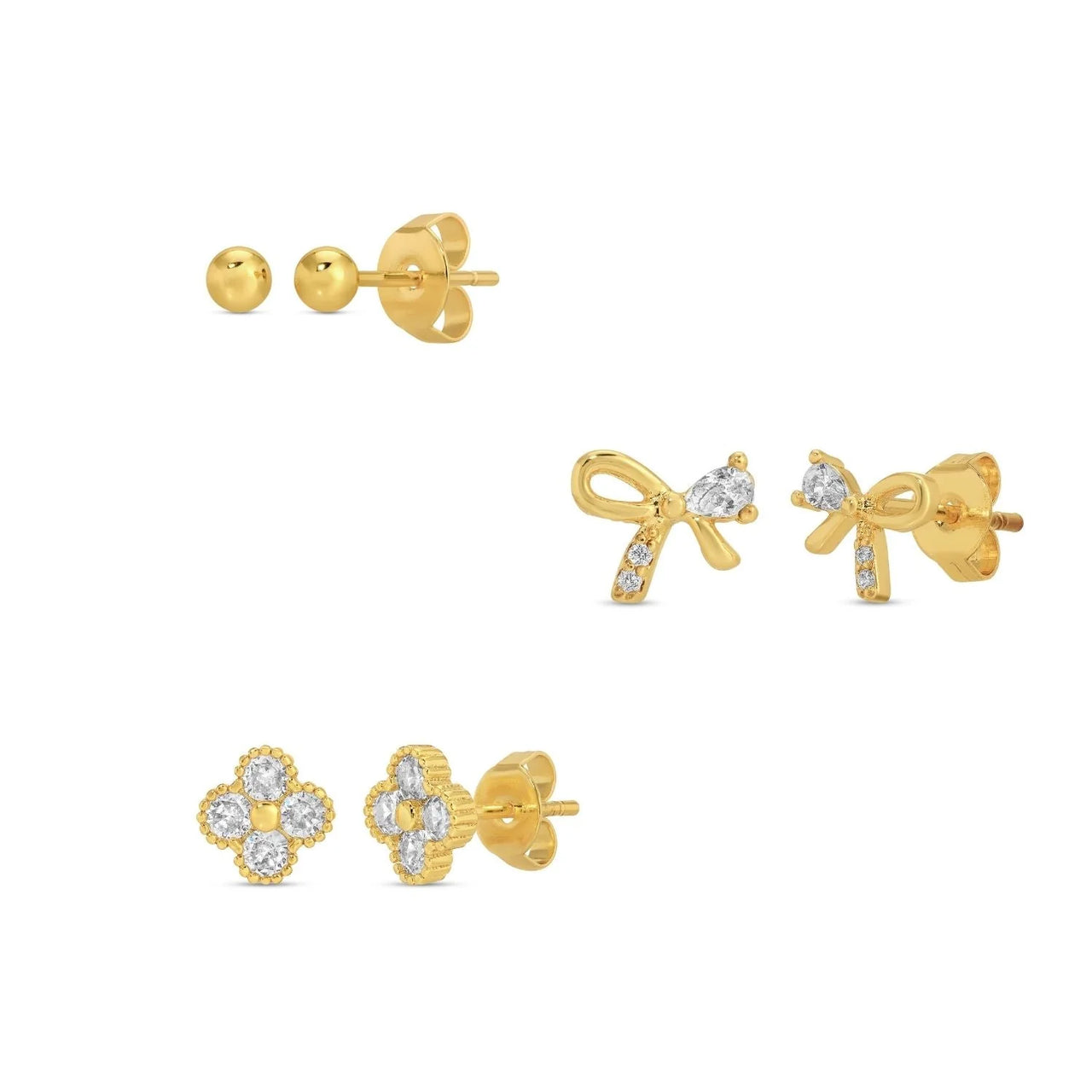 Set of 3 Bow Accented Earrings