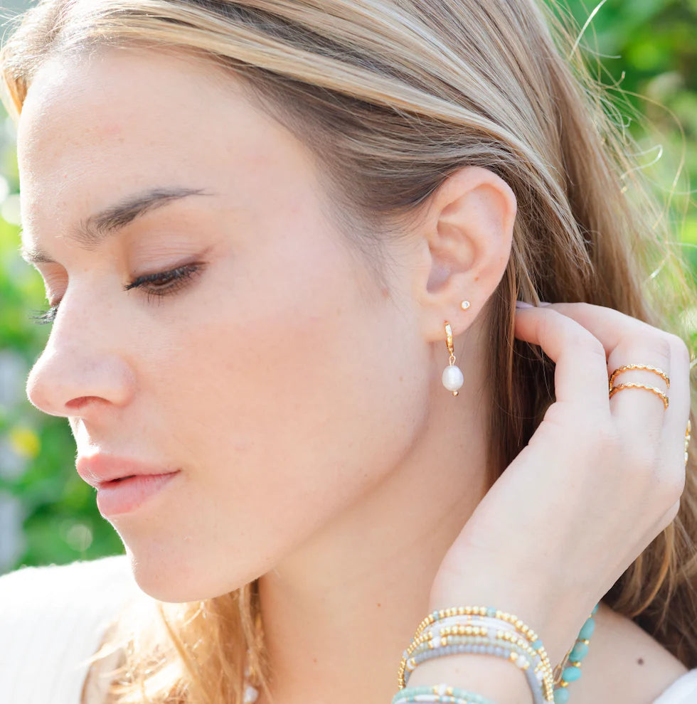 Small Pearl Huggies Earring