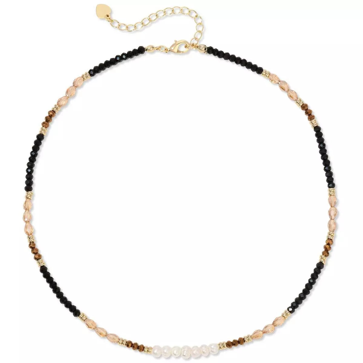 Sparkle and Shine Pearl Accented Collar Necklace Black/Bronze
