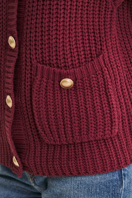 Autumn Heirloom Antique Button Down Chunky Sweater Vest in Burgundy by In February