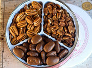 This Sugar Free Pecan Gift tin is as healthy as you can get! Great for anybody that tries to eat healthy, it consists of: Papershell Pecans, Native Pecans and Sugar Free Chocolate Pecans.