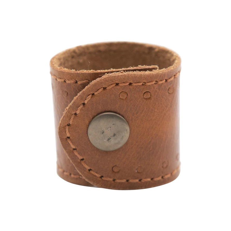Leather Napkin Ring with Snap Closure